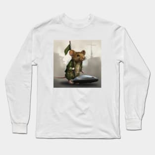 military rat holding a flag Long Sleeve T-Shirt